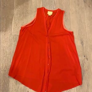 Anthropology brand red sleeveless button up